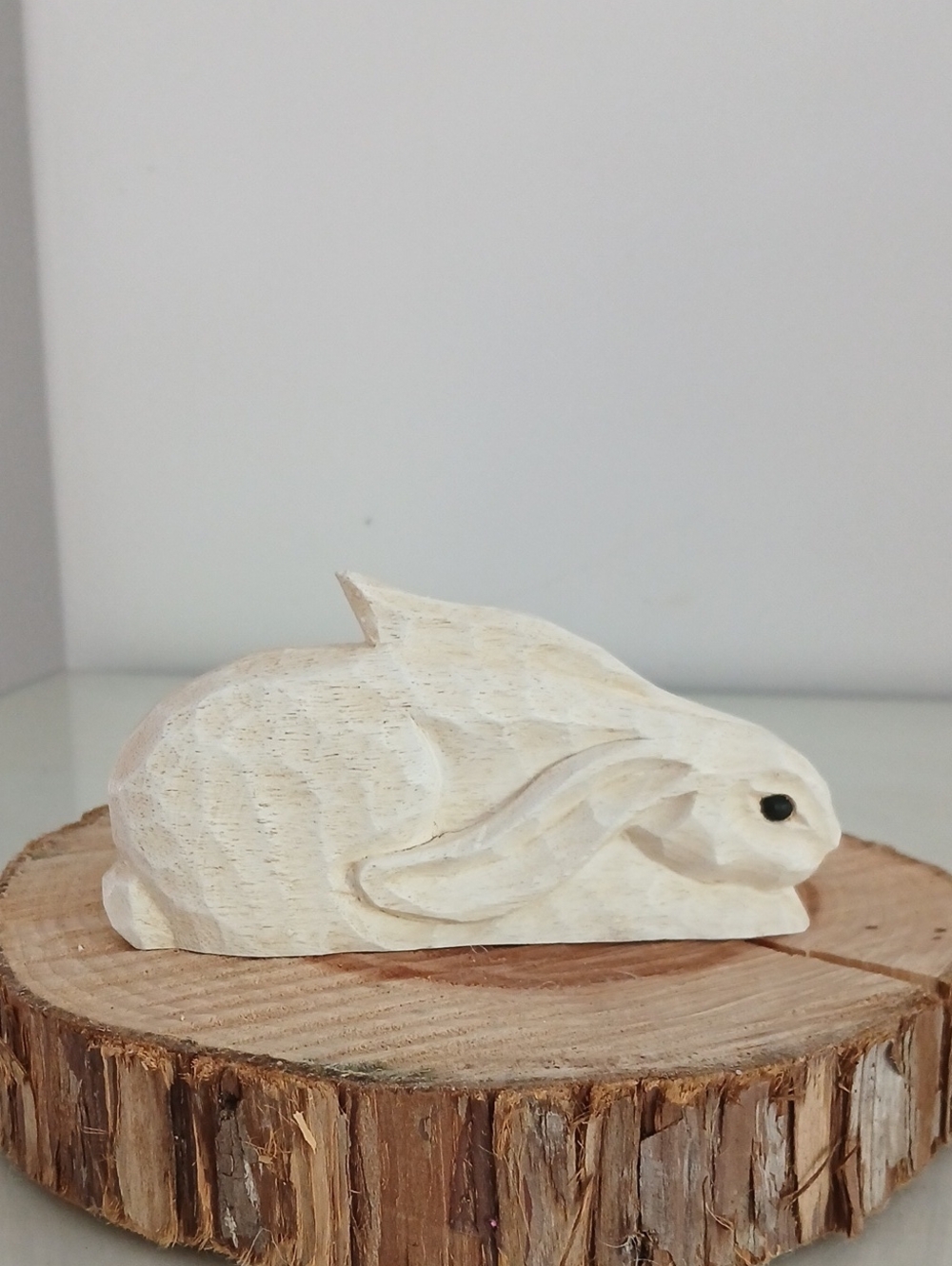 James Haddon Folk Art Carved Wood Bunny Rabbit 5" Artist Signed Vintage